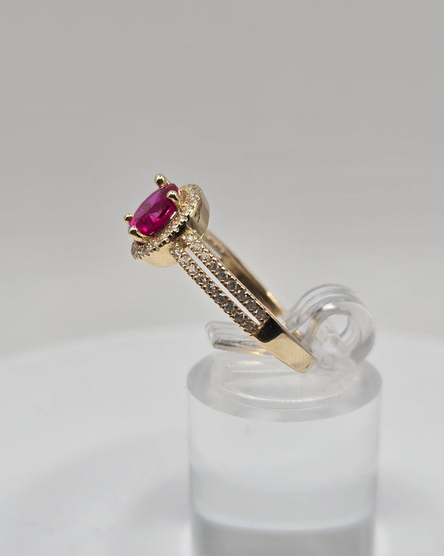 14K GOLD RING RED STONE