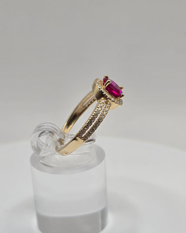 14K GOLD RING RED STONE