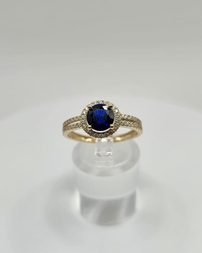 14K GOLD RING BLUE STONE