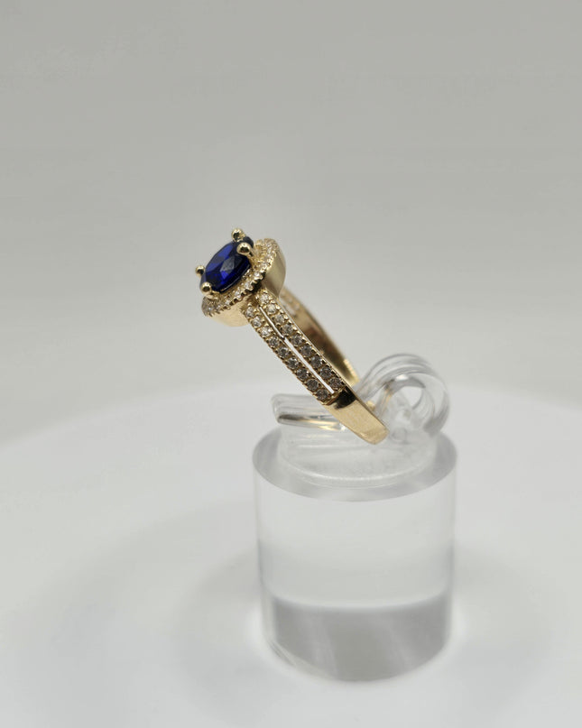 14K GOLD RING BLUE STONE
