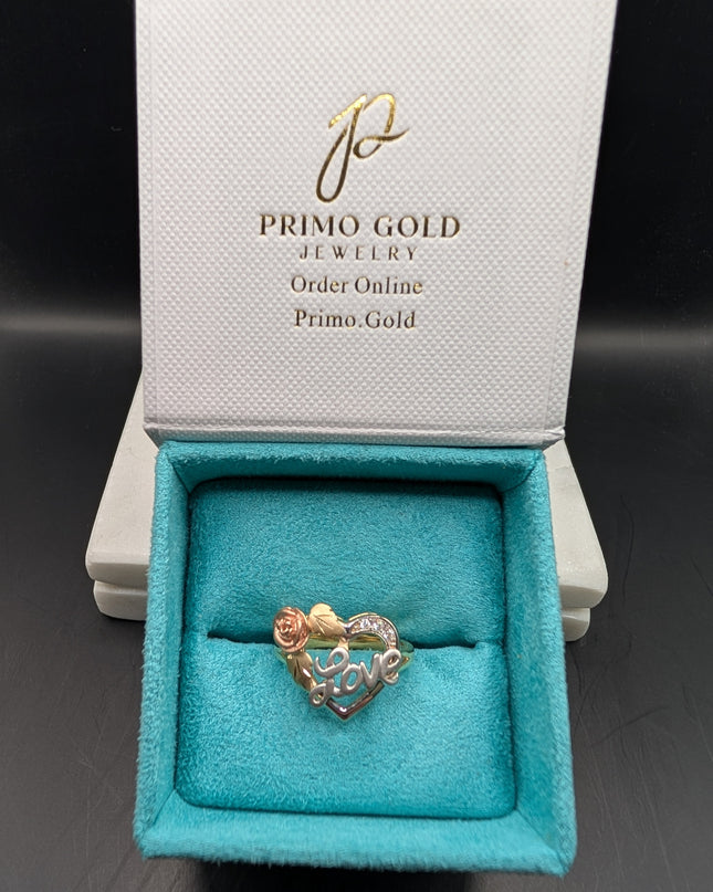 14K Gold Rose Love Ring