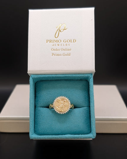 14K Gold Centenario with Braided Band Ring
