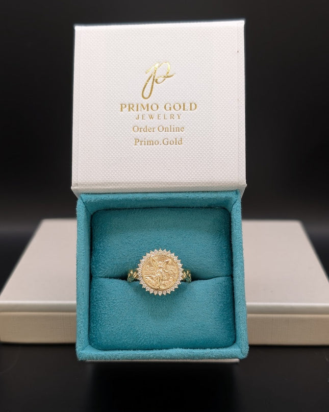 14K Gold Centenario with Braided Band Ring