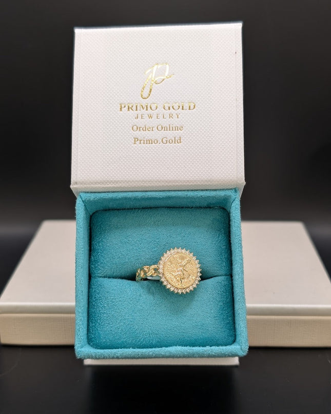 14K Gold Centenario with Braided Band Ring