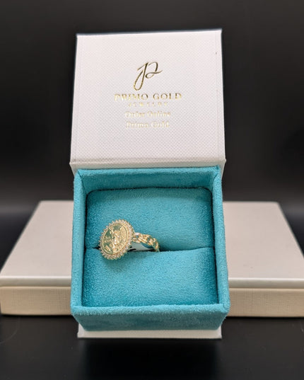 14K Gold Centenario with Braided Band Ring