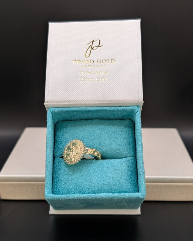 14K Gold Centenario with Braided Band Ring