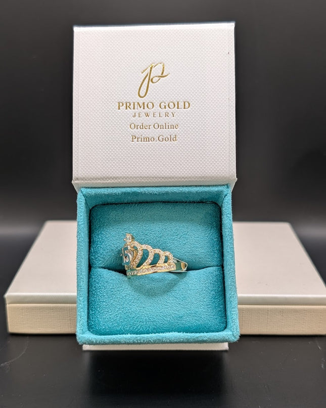 14K Gold CZ Princess Quinceanera Ring
