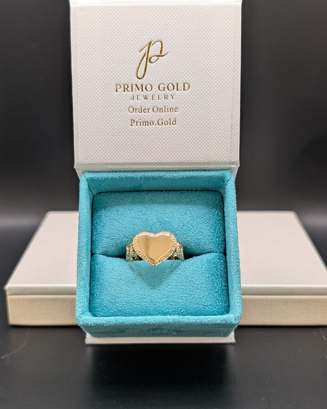 14K Gold Heart Engraving Ring