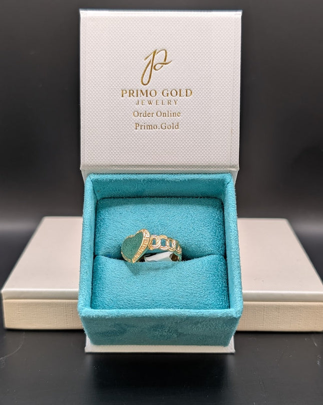 14K Gold Heart Engraving Ring