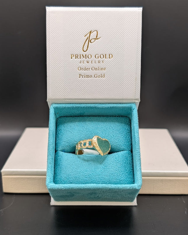 14K Gold Heart Engraving Ring