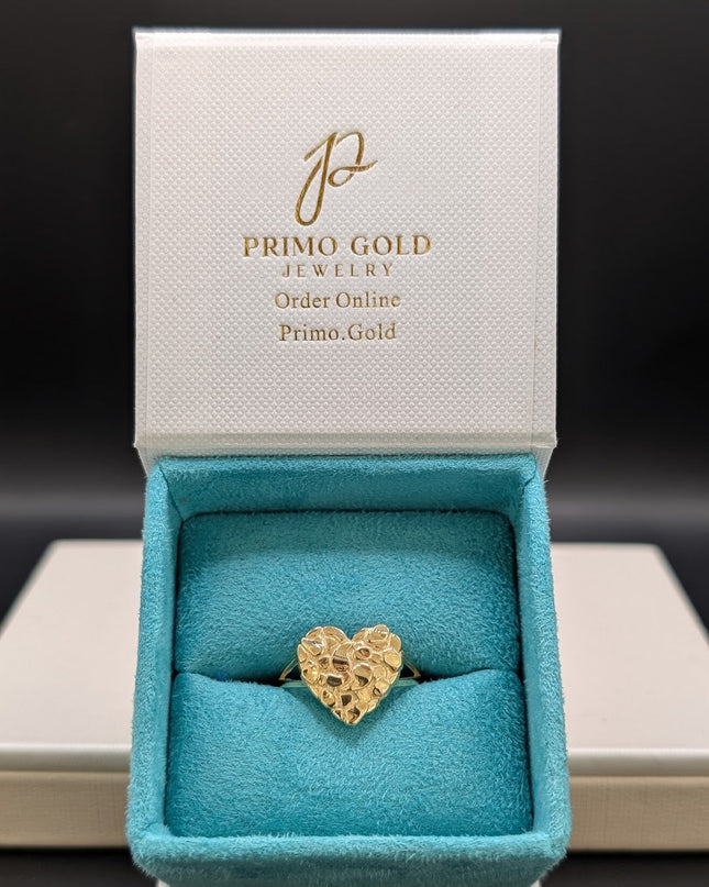 14K Gold Heart Nugget Ring Large