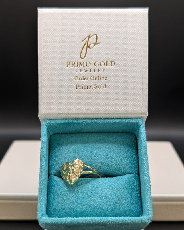 14K Gold Heart Nugget Ring Medium