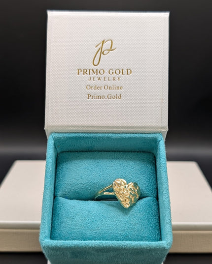 14K Gold Heart Nugget Ring Large