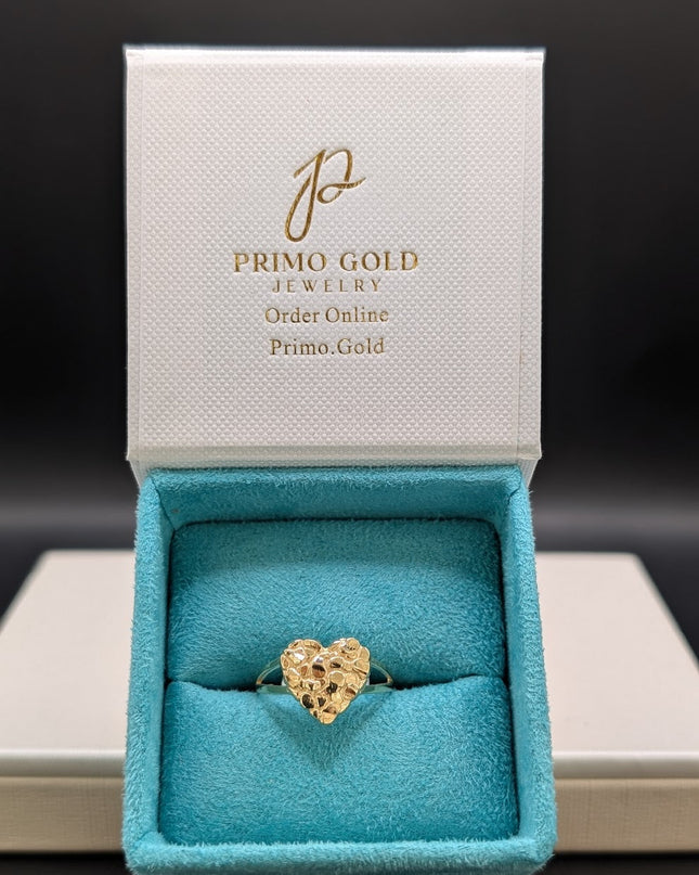 14K Gold Heart Nugget Ring Small