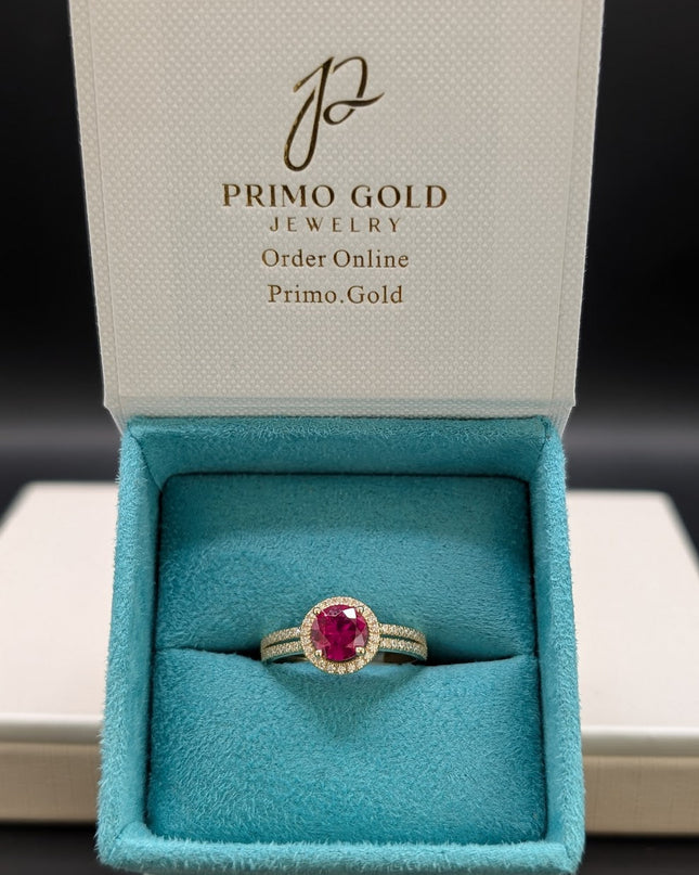 14K Gold Ruby Red CZ Stone Ring