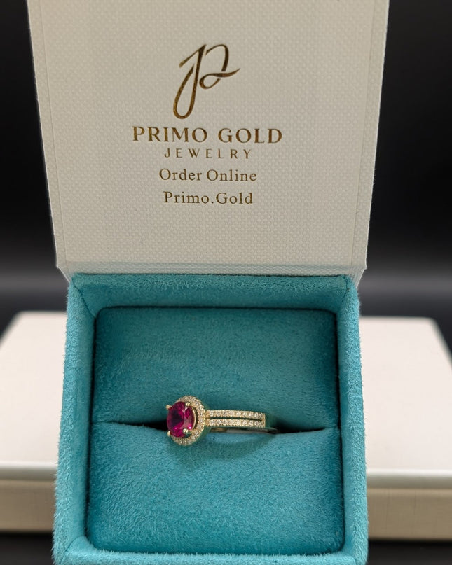 14K Gold Ruby Red CZ Stone Ring