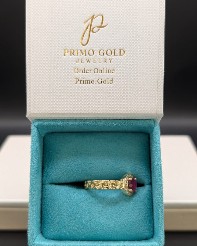 14K Gold CZ Ruby Red Women's Ring