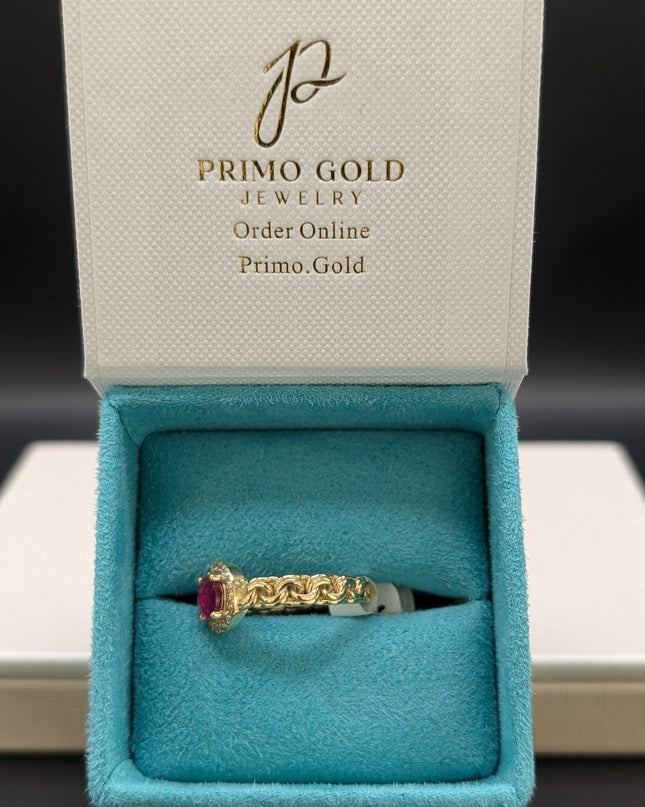 14K Gold CZ Ruby Red Women's Ring