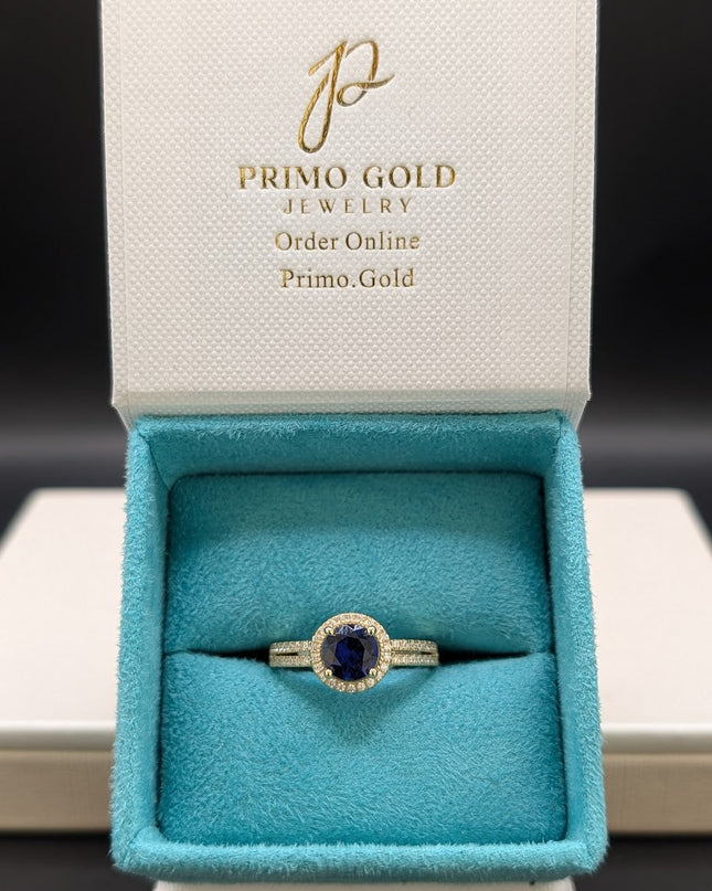14K Gold CZ Sapphire Women's Ring