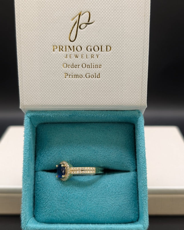 14K Gold CZ Sapphire Women's Ring