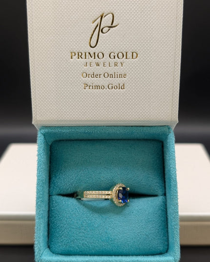 14K Gold CZ Sapphire Women's Ring
