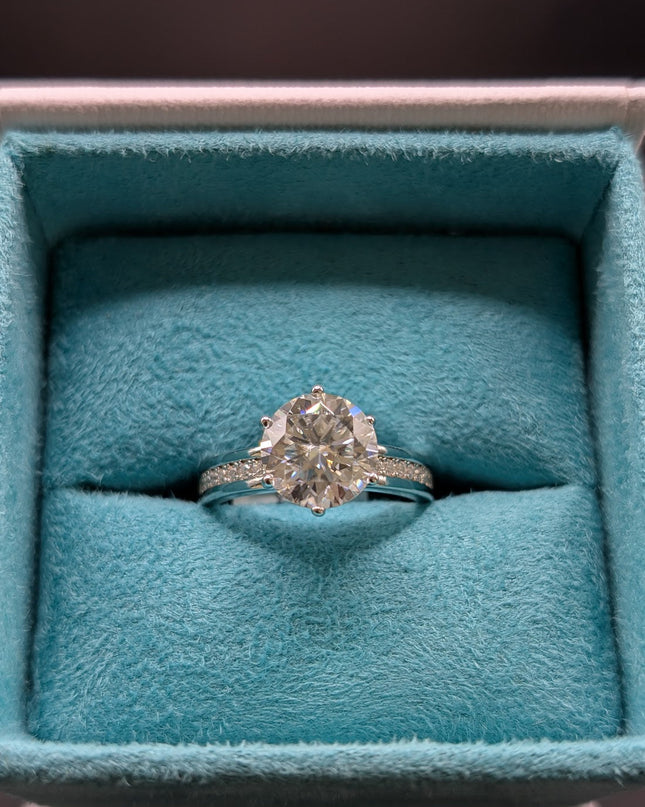Round Cut with Half Eternity Band Diamond Engagement Ring