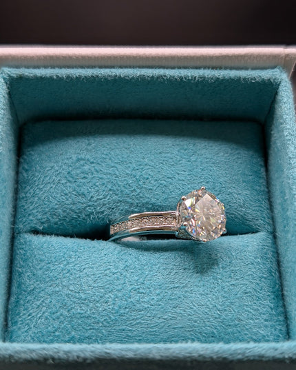 Round Cut with Half Eternity Band Diamond Engagement Ring