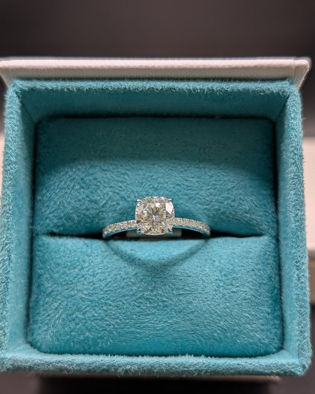 Cushion w/ Eternity Diamond Engagement Ring