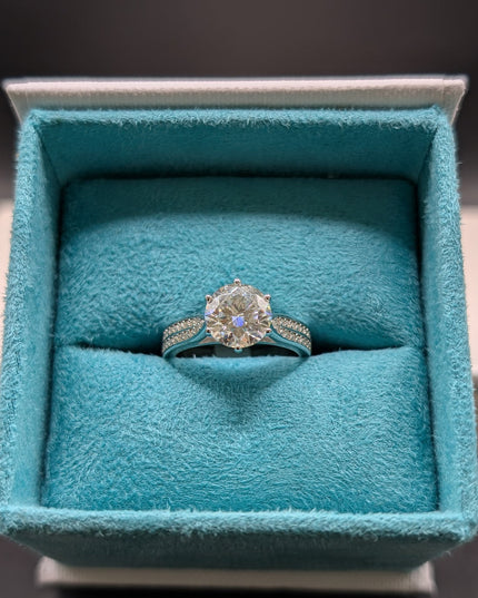 Round Cut Double Eternity Diamond Engagement Ring