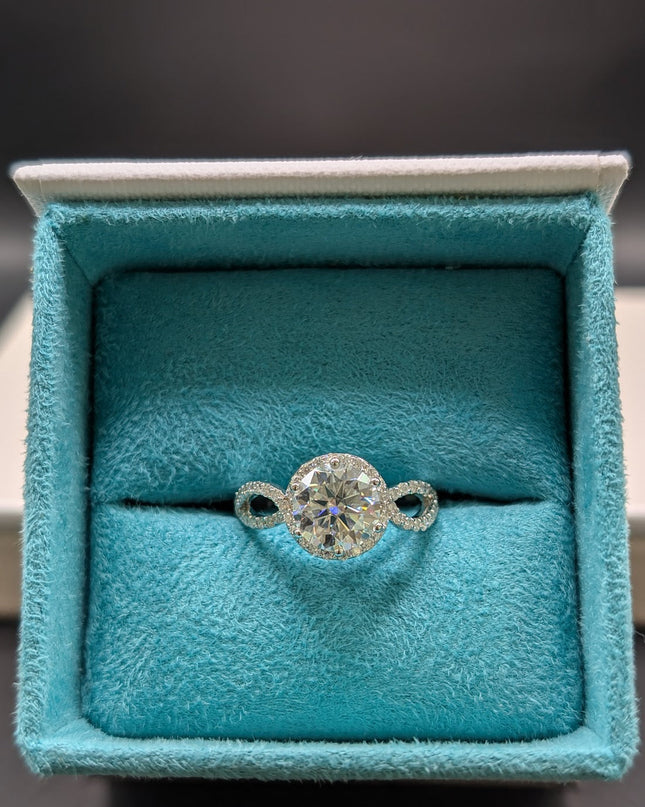 Halo Twisted Diamond Engagement Ring