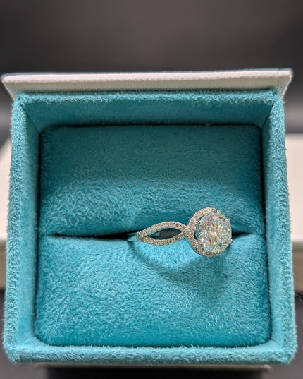 Halo Twisted Diamond Engagement Ring