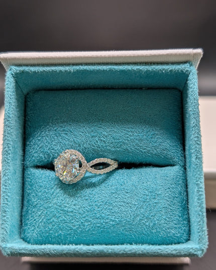 Halo Twisted Diamond Engagement Ring