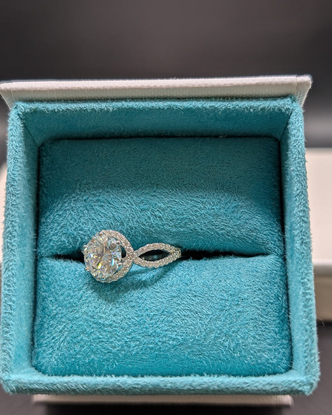 Halo Twisted Diamond Engagement Ring