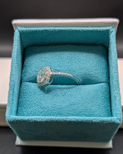 Round Cut Diamond with Cushion Halo Engagement Ring