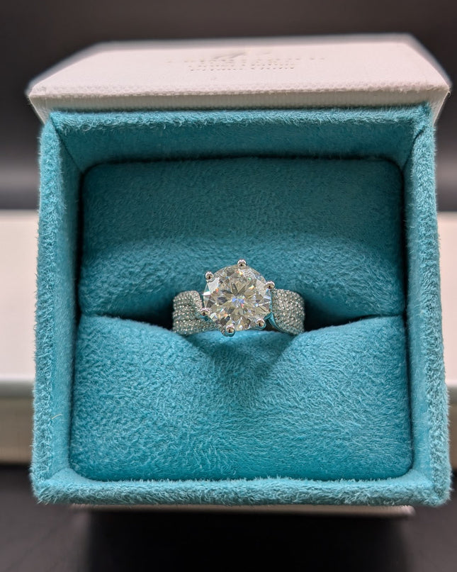 Round Cut 3ct Triple Eternity Diamond Engagement Ring