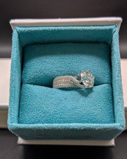 Round Cut 3ct Triple Eternity Diamond Engagement Ring