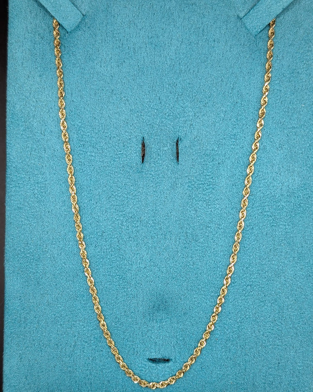 14K Gold Hollow Rope Chain 2mm