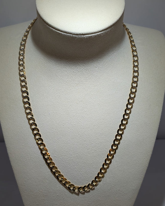14K Gold Solid Diamond Cut Curbed Chain 8mm
