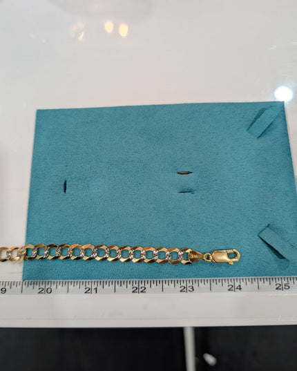 14K Gold Solid Diamond Cut Curbed Chain 8mm