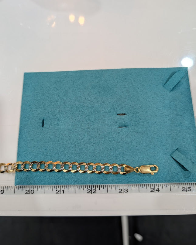 14K Gold Solid Diamond Cut Curbed Chain 8mm