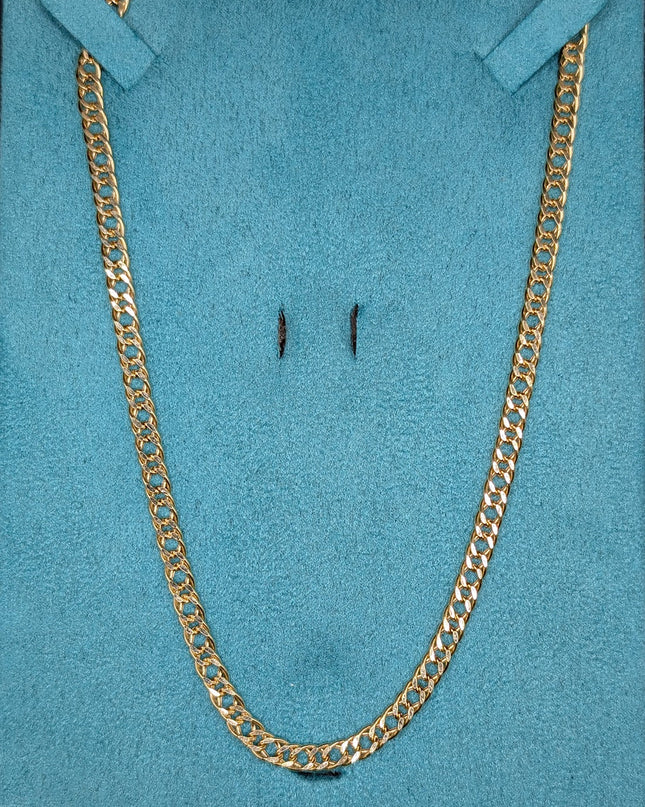 14K Gold Double Layered Cuban Link Chain 4mm