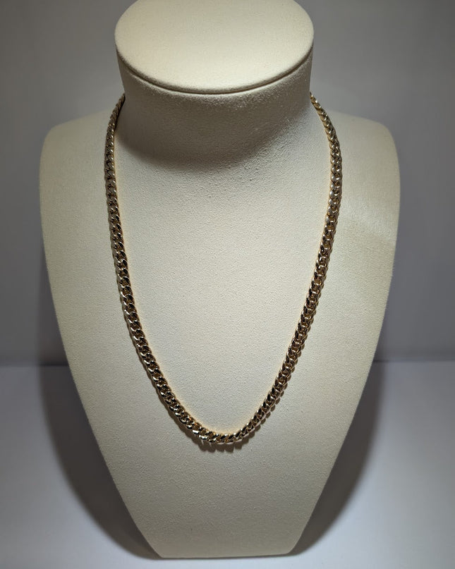 14K Gold Cubin Link Chain 7mm