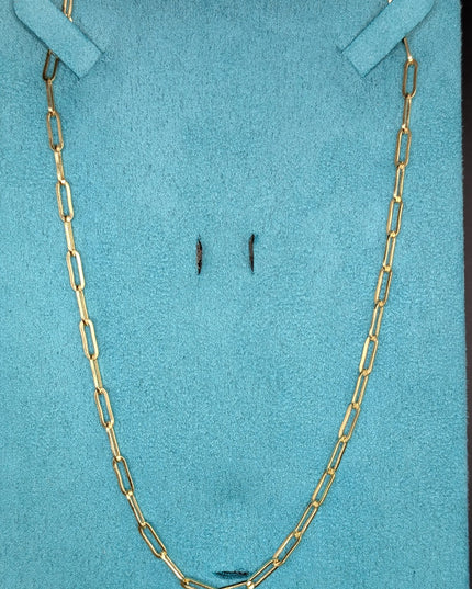 14K Gold Stylish Paper Clip Chain Necklace