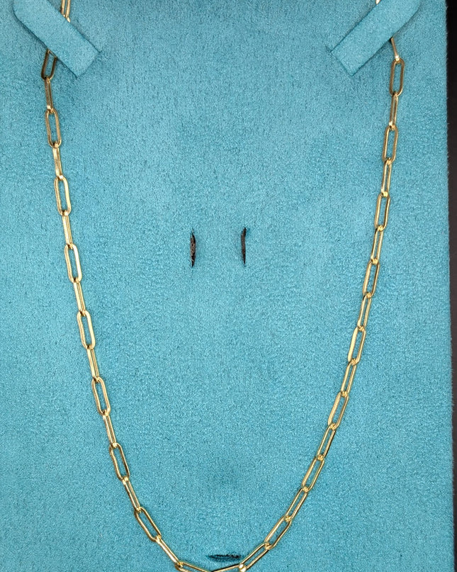 14K Gold Stylish Paper Clip Chain Necklace