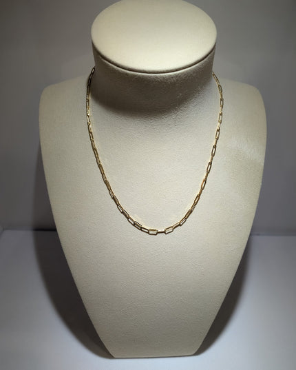 14K Gold Stylish Paper Clip Chain Necklace