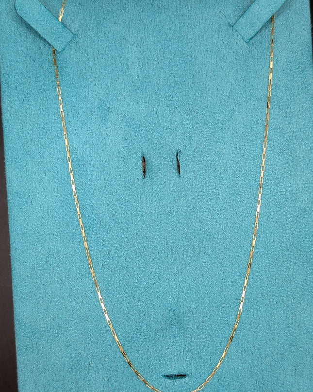 14K Gold Stylish Long Box Chain Necklace
