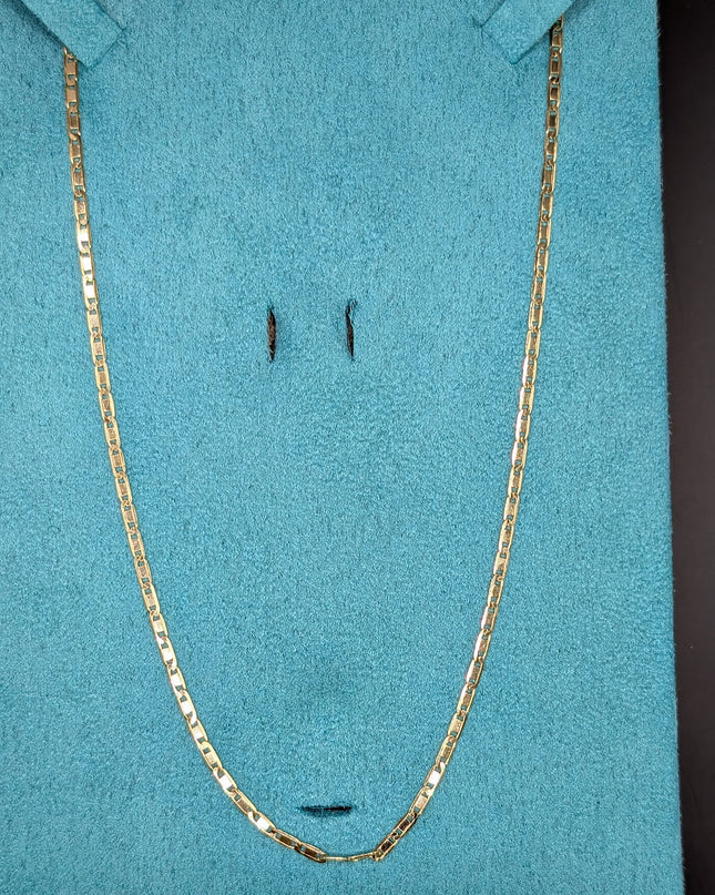 14K Gold Stylish Flat Anchor Chain Necklace