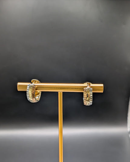 14K Gold Tri Color Huggies Hoop Earrings