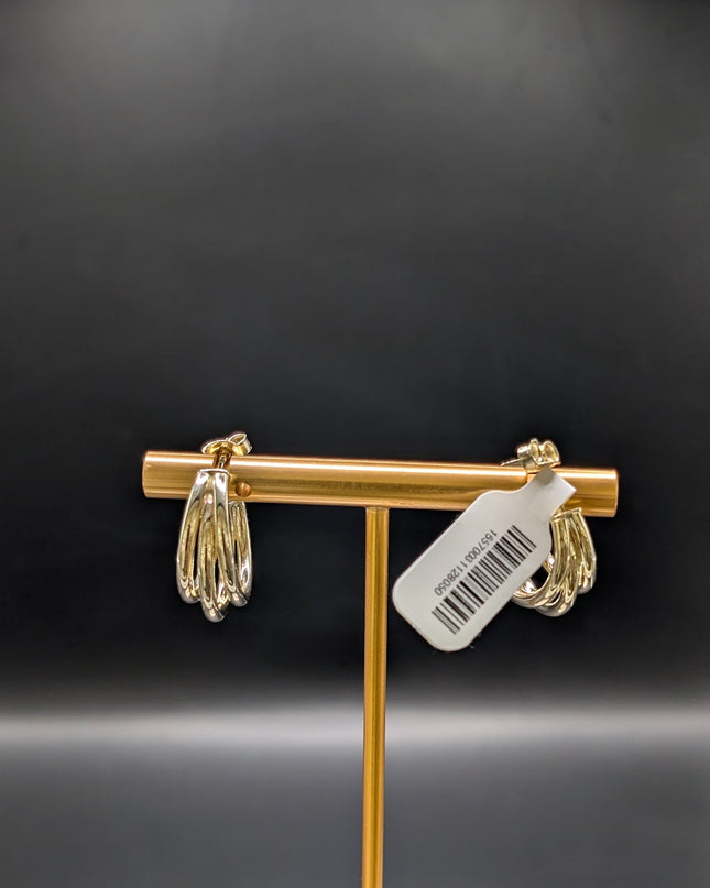 14K Gold Small Hoop Earrings 3 Layer
