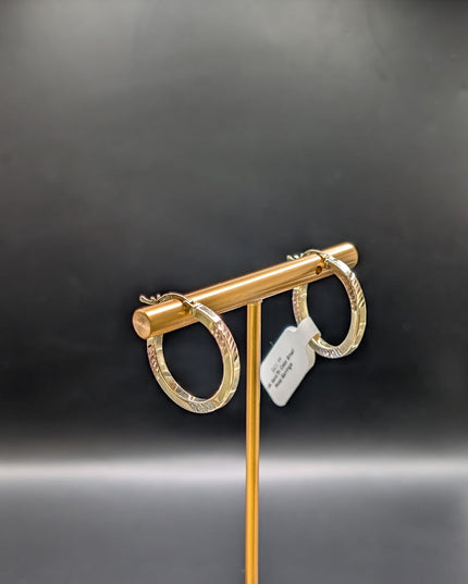 14K Gold Tri Color Small Hoop Earrings